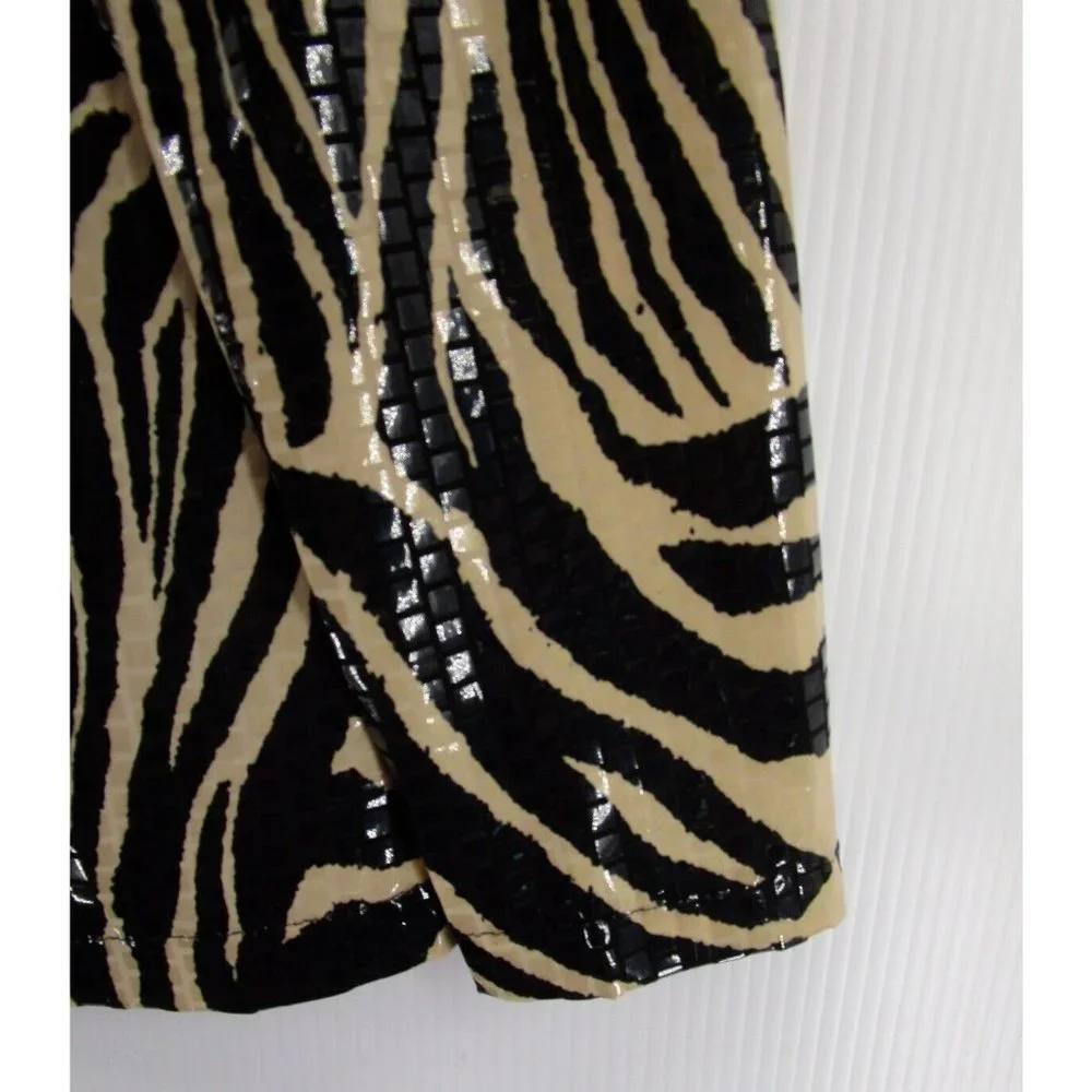 VINTAGE Misook Jacket XS Brown Full Zip Shiny Evenings Zebra Print - Picture 3 of 9